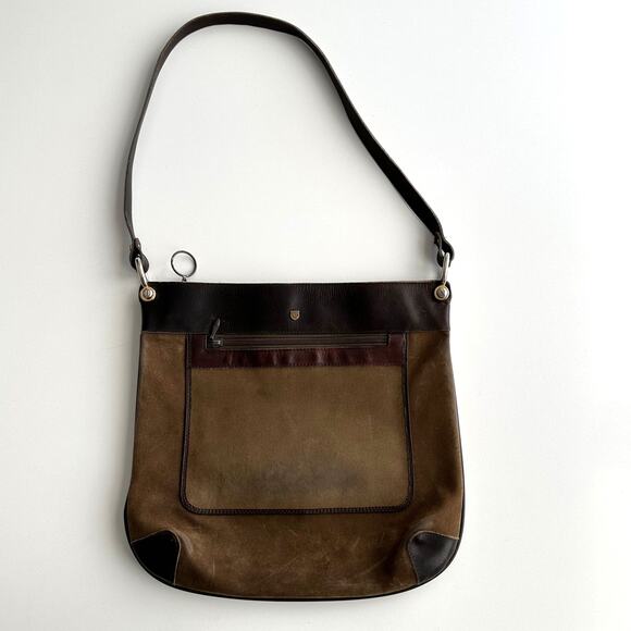 Jerome Leplat VTG Leather Suede Patina Shoulder Tote Messenger Bag - Picture 1 of 9
